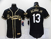 Braves 13 Ronald Acuna Jr. Black Gold 2020 Nike Flexbase Jersey,baseball caps,new era cap wholesale,wholesale hats